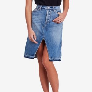 NWT Free People Midi Cloudless Denim Skirt w/ Slit